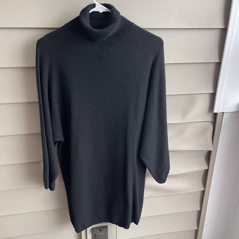 Karoo By Mark Eisen 100% Cashmere Turtleneck Tunic Sweater Black Size‎ Medium